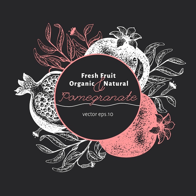 Pomegranate fruit design template. 