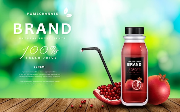 Pomegranate juice ads with delicious juice