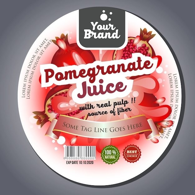 Vector pomegranate juice label sticker