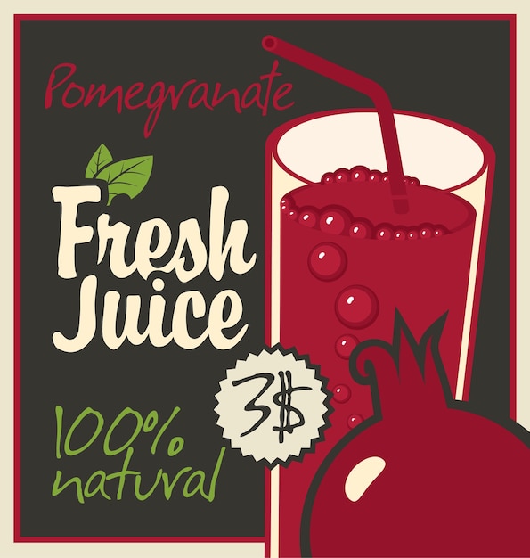 Vector pomegranate juice packaging template