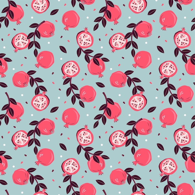 Vector pomegranate seamless pattern design