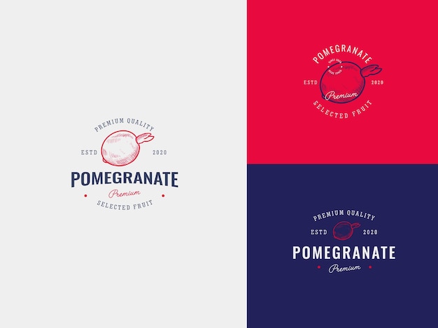 Pomegranate spice Hand Draw Logo Template with Premium Vintage Typography