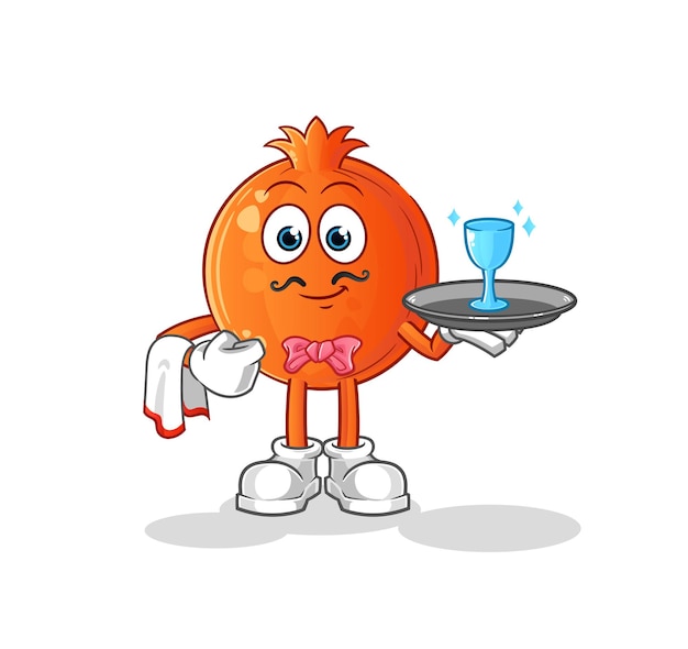 Pomegranate waiter cartoon cartoon mascot vector