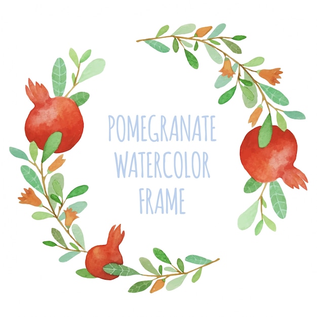 Pomegranates watercolor frame