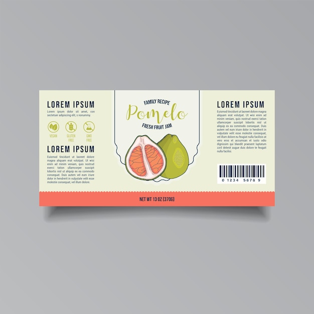 Pomelo jam packaging label template