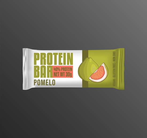 Pomelo protein bar verpakking labelontwerp