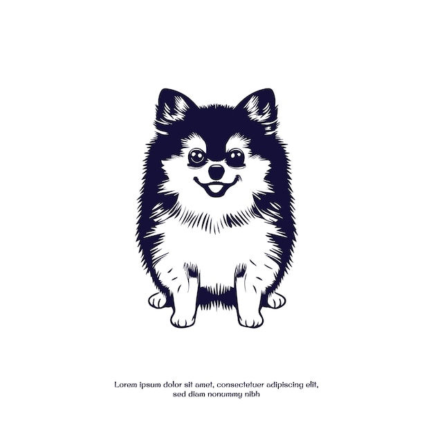 Vettore illustrazione del cane pomerania carino disegno vettoriale kawaii