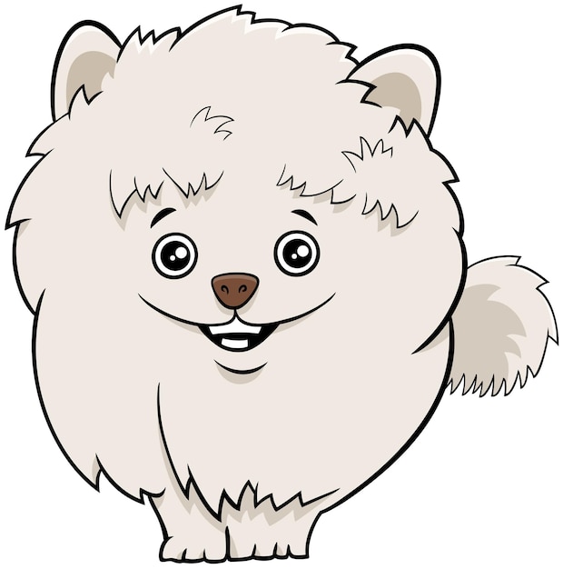 Cartone animato cane o cucciolo pomeranian isolato su bianco