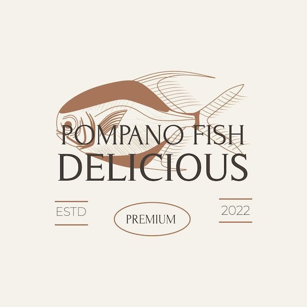 Vector pompano fish vintage illustration logo