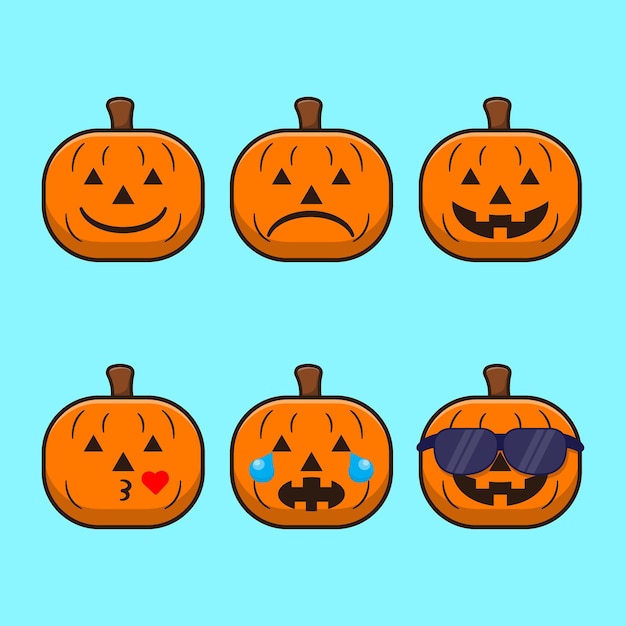 pompoen emoticon halloween cartoon vectorillustratie