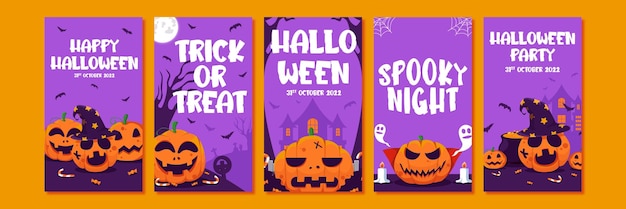 Vector pompoen halloween instagram verhalen sjabloon