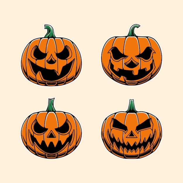 Pompoen halloween vector ontwerpset