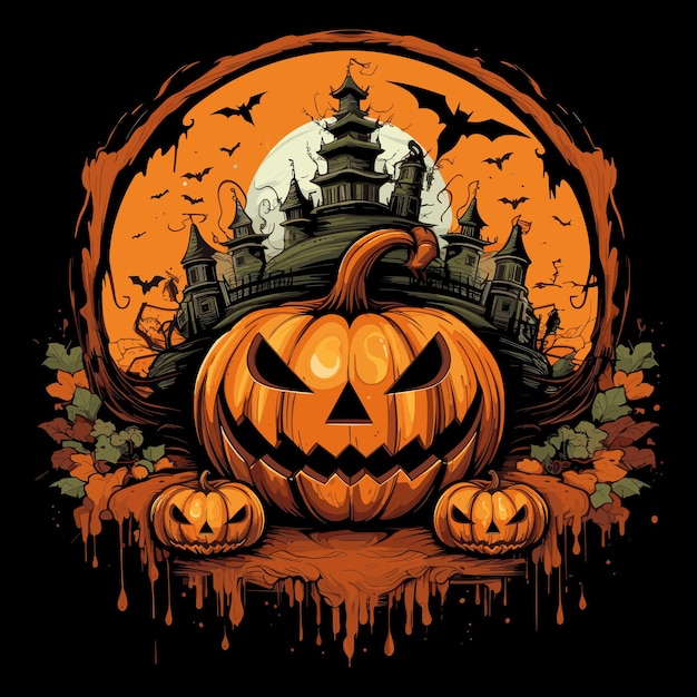 Pompoen tshirt ontwerp vector voor halloween-dag