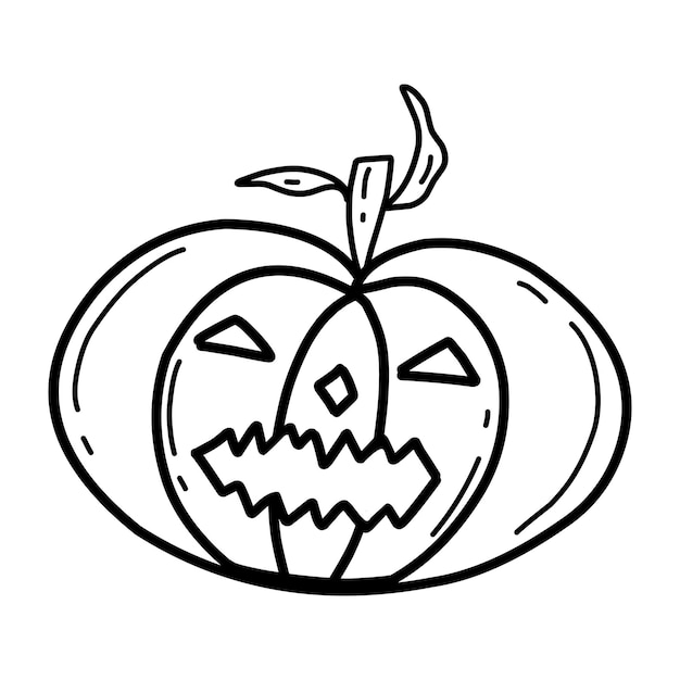 Pompoencartoon in doodle-stijl Halloween Traditionele feestdag