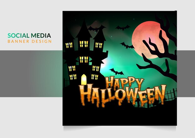 Pompoenen halloween night party promotiebanner voor social media post