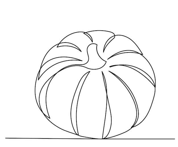 Vector pompoenherfsttekening door één ononderbroken lijnvector