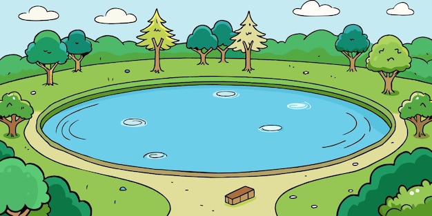 pond with a tree and a pond