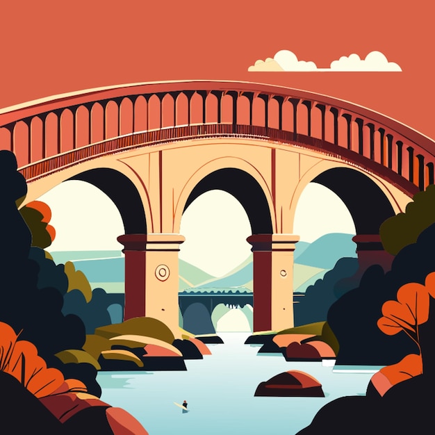 Pont du gard tour туризм путешествия отдых во Франции gard векторная иллюстрация