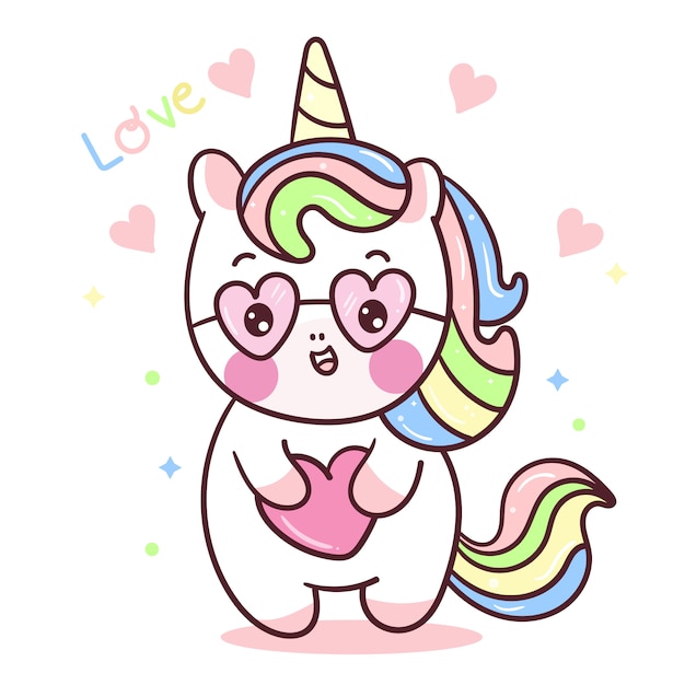 pony  hug heart hand draw