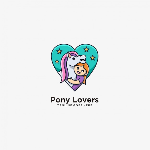 Pony lovers horse met kinderen leuke illustratie.