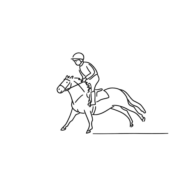 Vector pony riding - young equestrian is riding on a horse