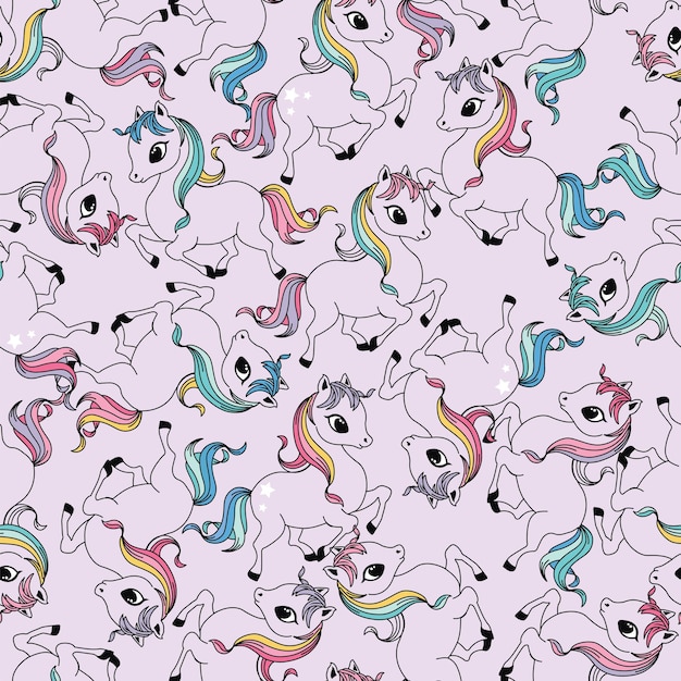 Vector pony seamless pattern for teen kids and toddler girls