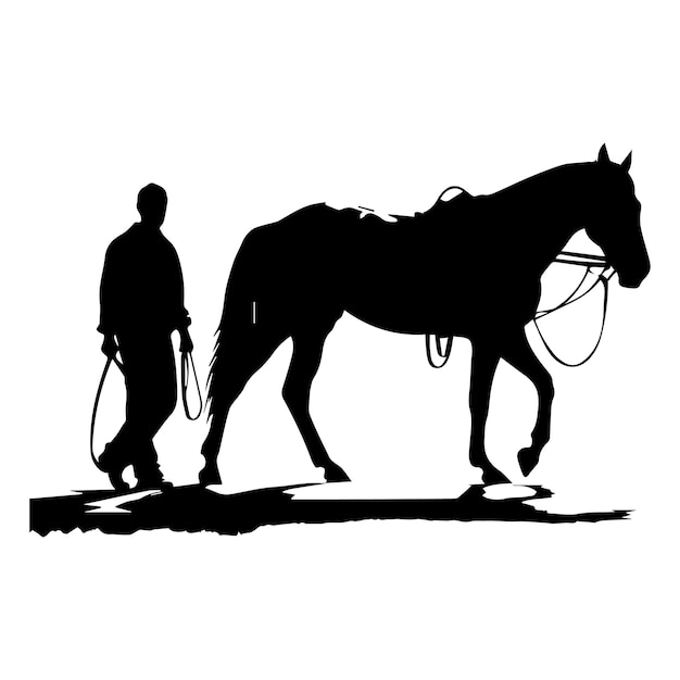 Vector a pony with a man silhouette vector illustration