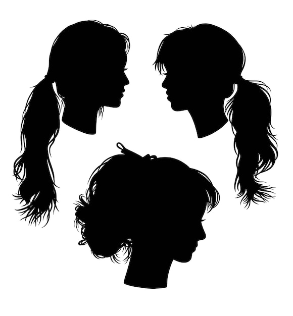 Ponytail female hairstyle black silhouette