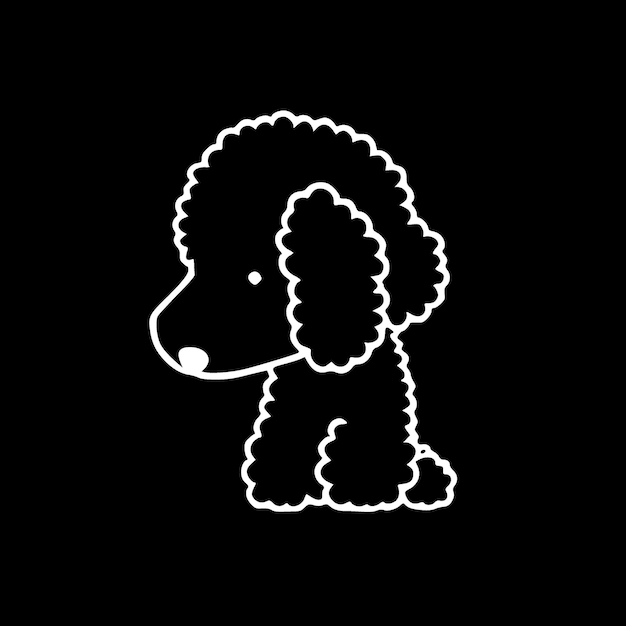 Vettore poodle icona isolata bianca e nera illustrazione vettoriale