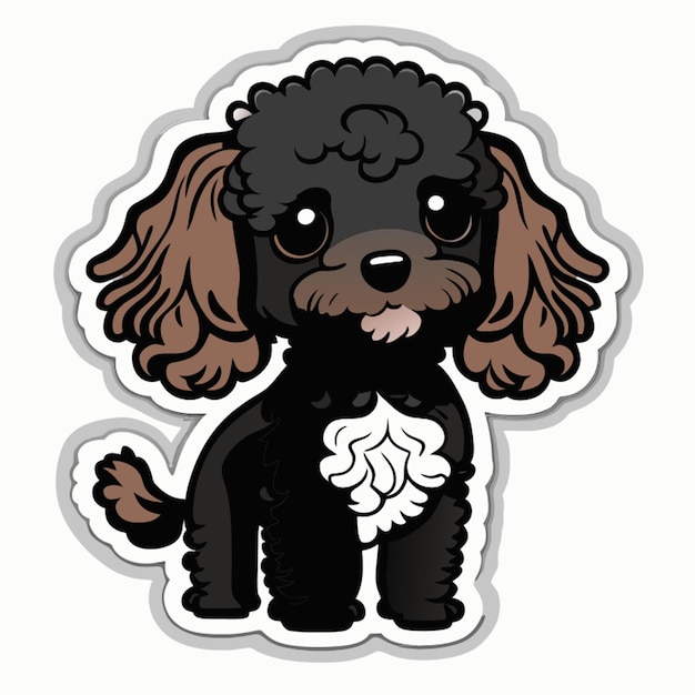 Vector poodle dog sticker vector illustration