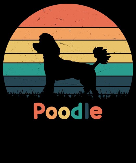 Poodle dog vintage Tshirt design