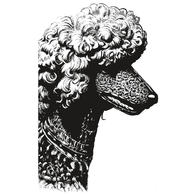 Poodle line drawing vector black and white drawing of dog