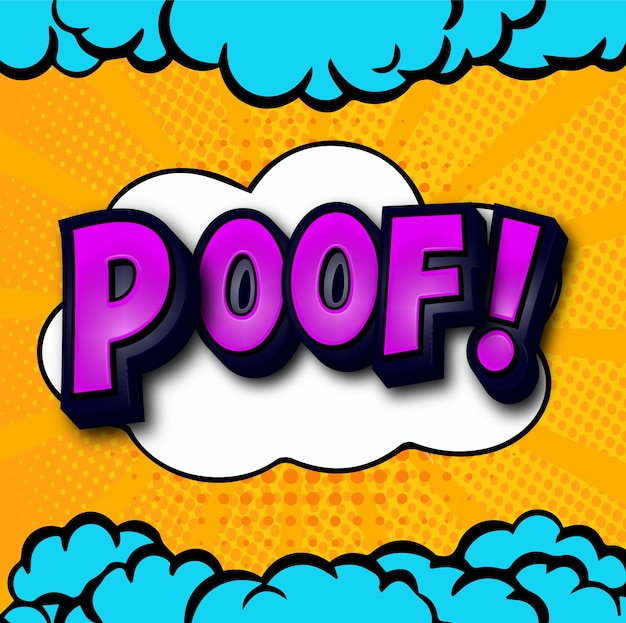 Poof pop art comic style background