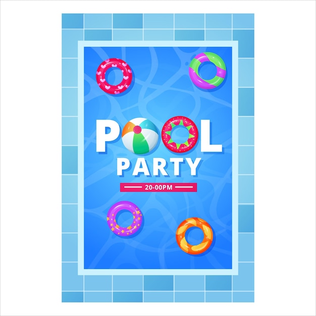 Pool circle party summer pool float ring concept vector cartoon water party illustration