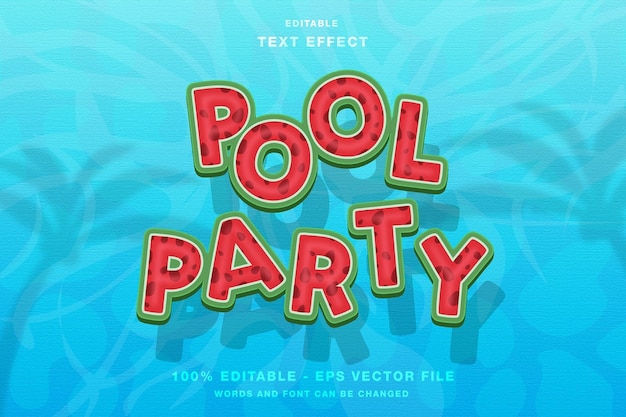 Pool party editable text effect