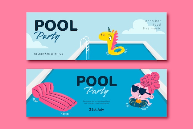 Pool party entertainment horizontal banner