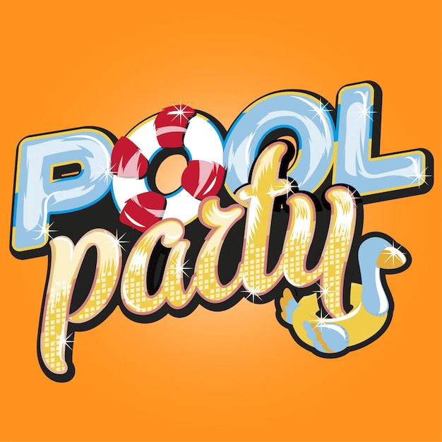 Vector pool party lettering