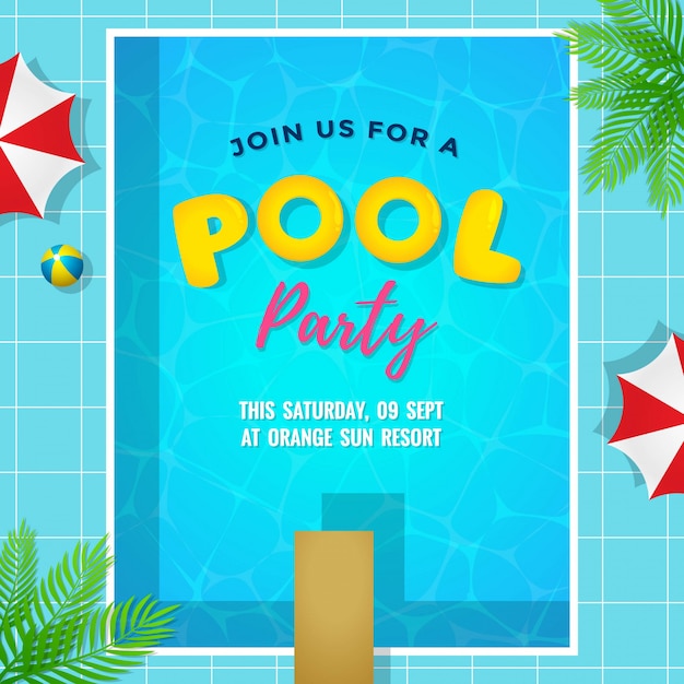 Vector pool party poster design