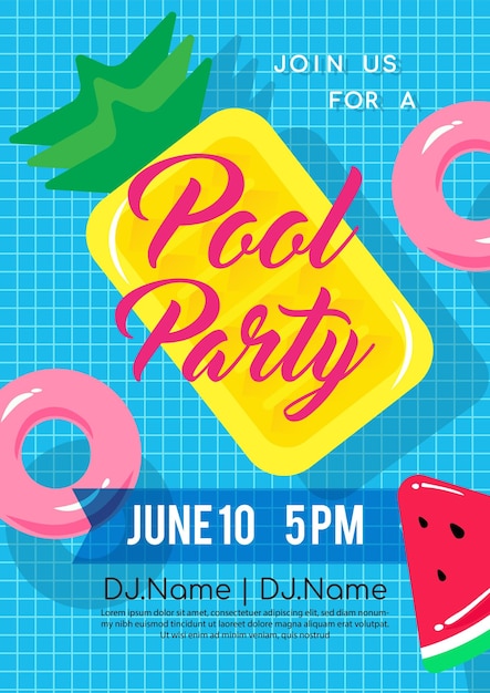 Pool party poster invitation vector