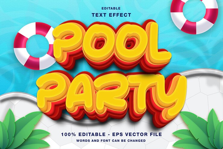 Pool Party Summer 3D Editable Text style Effect
