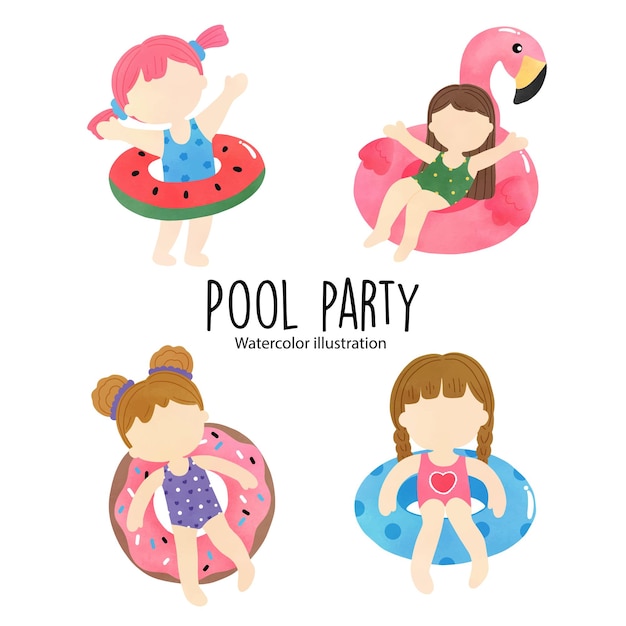 Pool party summer vector illustration