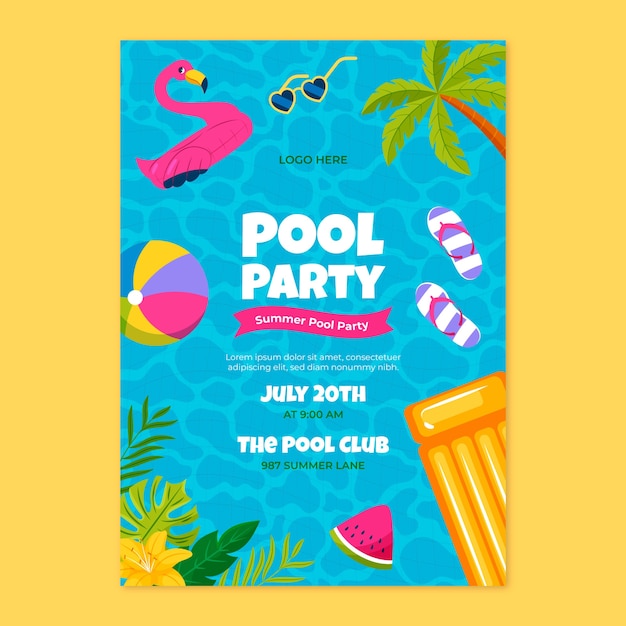 Vector pool party template design