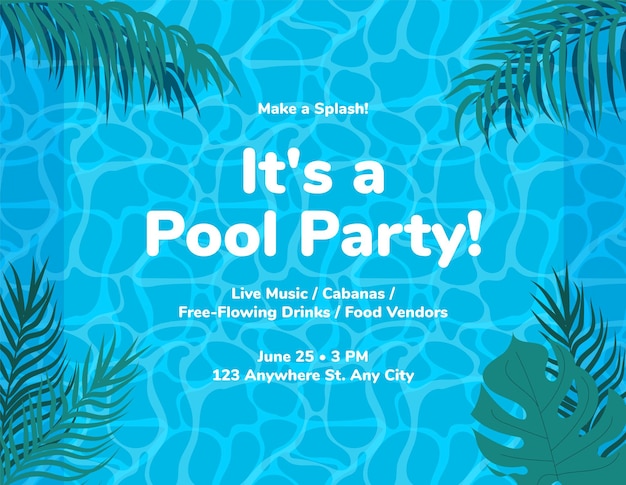 Pool party vector poster flyer or banner template