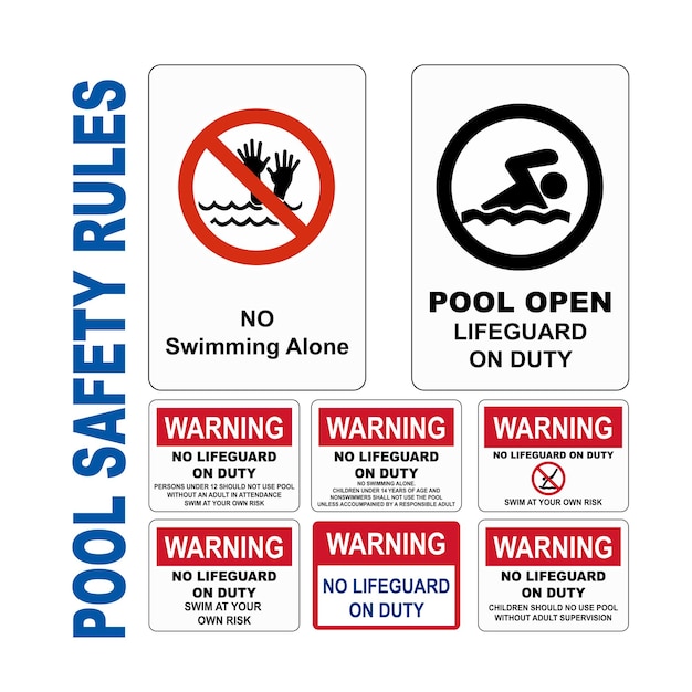 pool safety rules set of icon illustration on whtie background vol 02