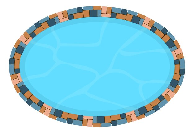 Vector pool top view water pond in tiled frame