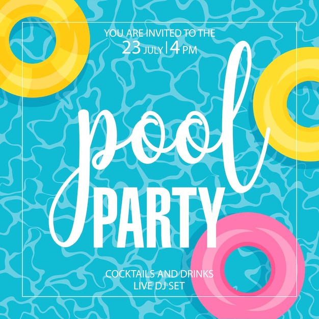 Vector poolparty posterontwerp voor zomervakantie of weekendevenement