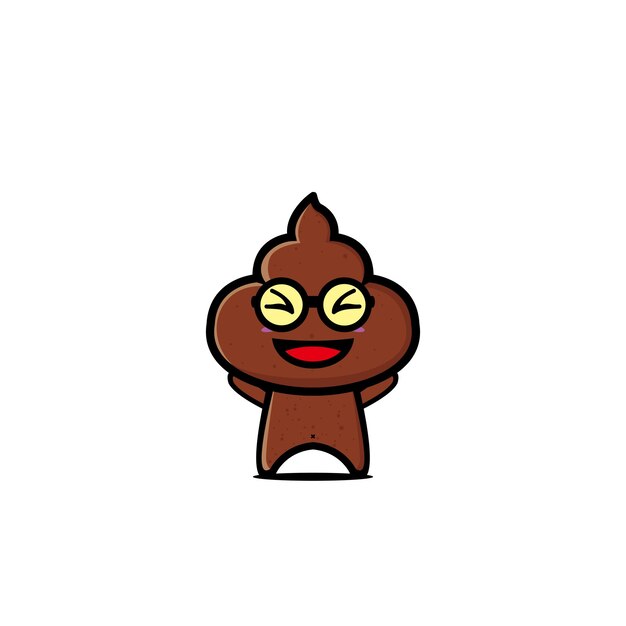 Poop cute character flat cartoon vector illustration icon design funny