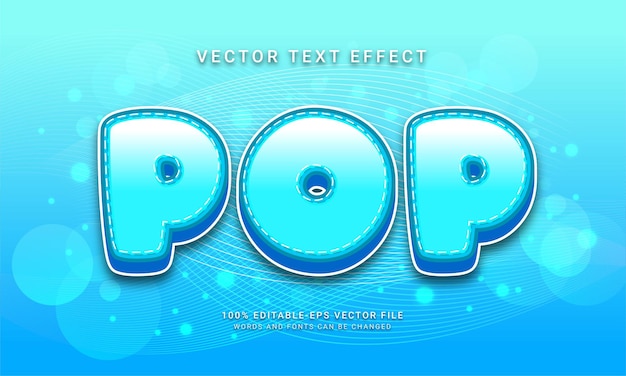 Pop 3d text style effect with blue color