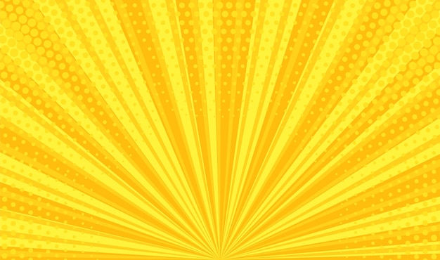 Pop art background. comic pattern with halftone and starburst. yellow cartoon retro sunburst texture.