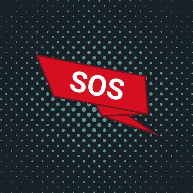 Фон поп-арта со словом SOS Message